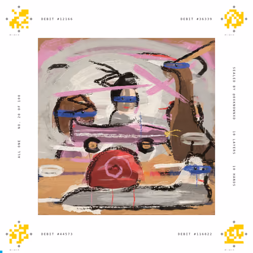 All One No. 20: A red-shelled snail creeps past the slow pink convertible