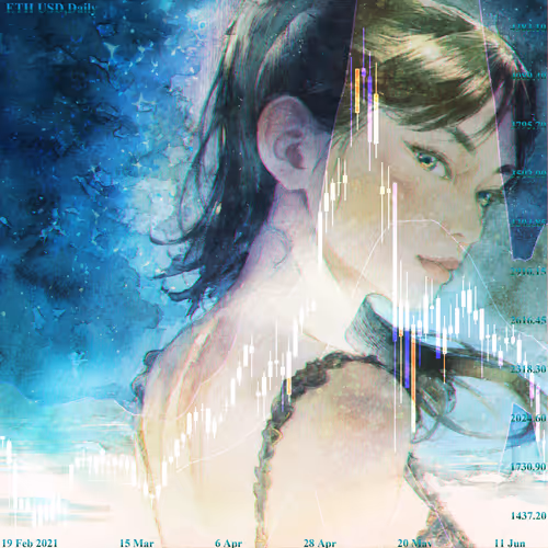 Crypto Chart Girl #4 金碧; Konpeki