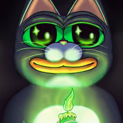 Emerald green candlestick and eyes.