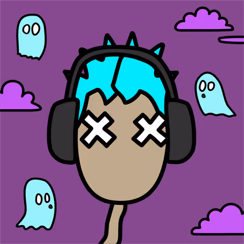 Boy and ghosts in clouds