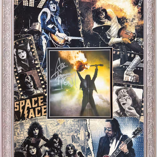 ACE FREHLEY Autographed 16×20 inch Framed Custom Mat for Signed CD Poster Insert