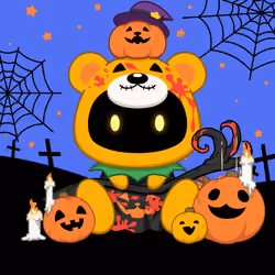 Pumpkin Kuma Splatter Red Pumpkin Candle #158