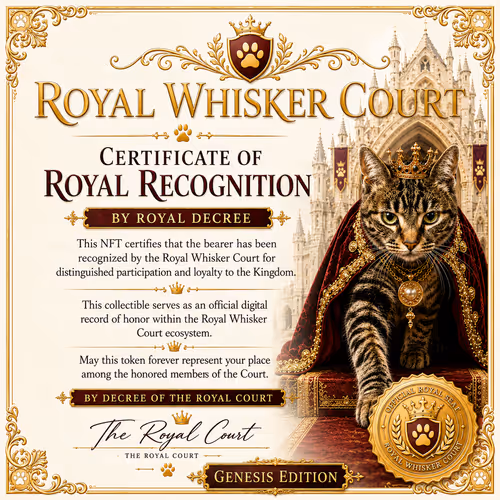 Royal Whisker Court Mint Certificate