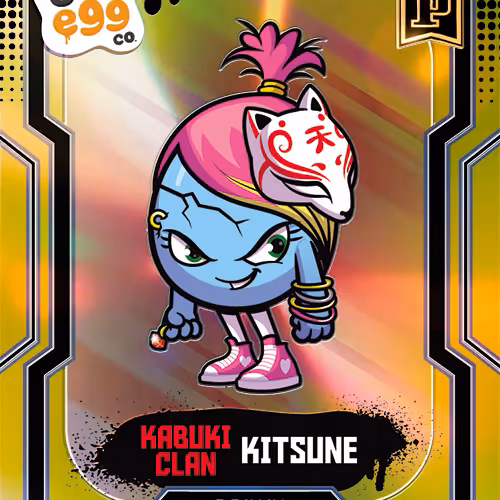 Kitsune - [4/149] - 2025 Panini NFT Prizm Bad Eggs - Introducing the Clans - Base Prizms Yellow