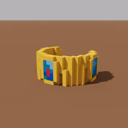 Gold and Turquoise Voxel Cuff Bracelet