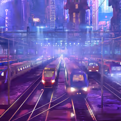 cyberpunk train yard