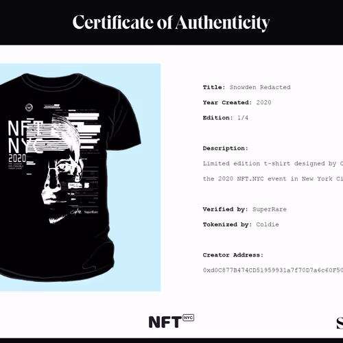 Coldie  SuperRare  NFT.NYC - LE T-Shirts