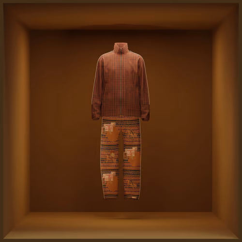 Checker Woven X Stamp Print Nylon Akin Tracksuit Set by Ahluwalia #02