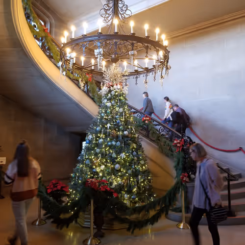 Christmas tree at Biltmore with stairway