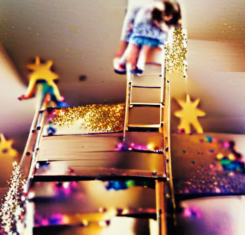 Climbing the ladder and jumping from the last wrung into my uncle’s arms laughing.