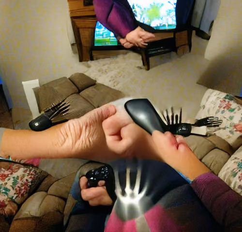My mom used a fork to poke my palms after I hit my sister with the remote control.
