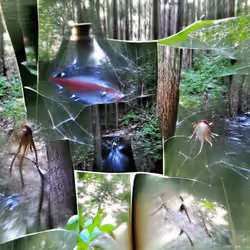I ventured into the forest behind our backyard for spider catching and fighting fish catching.