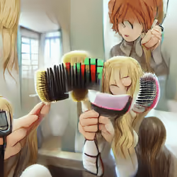 My Mum having her hair brushed by her mum as a child.