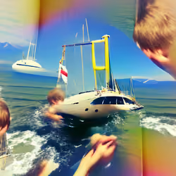 We sailed a yacht jumping into the salty water on a summer's day.