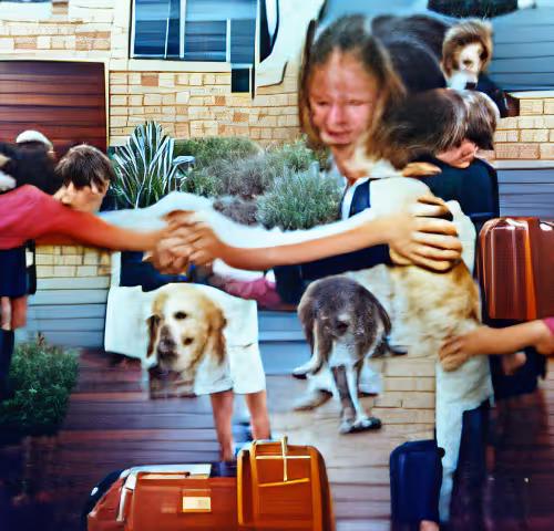 Saying good bye to friends, family, pets, house and school when we moved to Australia at age 10.