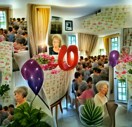 Celebrating my mother's 80th birthday in our family home with 200 guests.