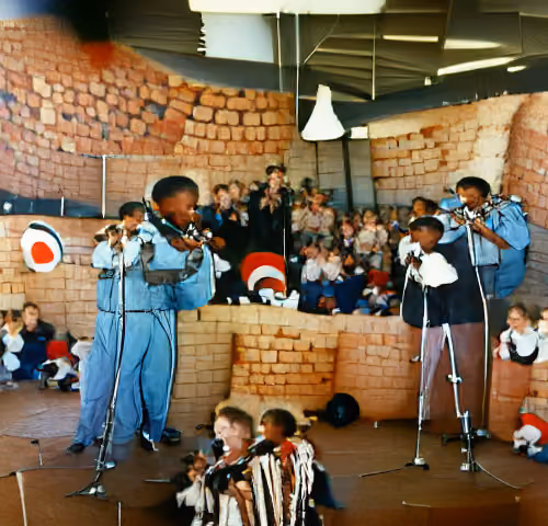 Performing for disadvantaged children in Soweto during the dark days of South African apartheid.