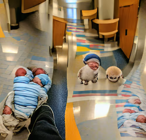 Walking down the hallways of the hospital telling everyone I had a new baby brother.