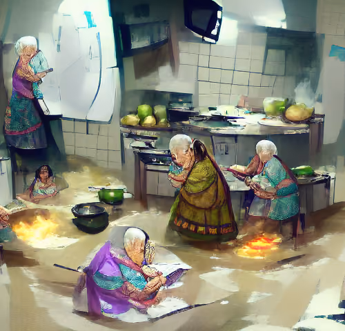 My grandmother teaching me the family recipes.