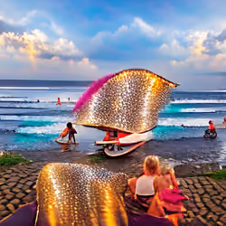Catching waves in Bali.