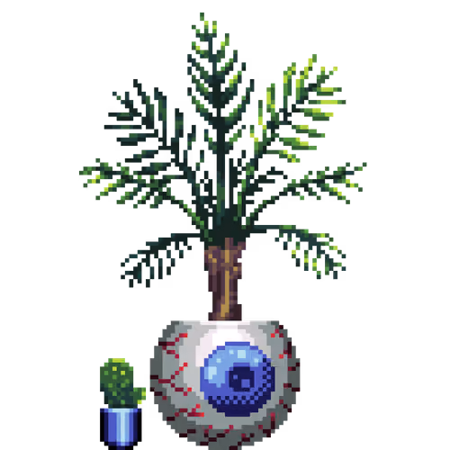 Areca Palm in Eyeball pot with Mini Prickly Pear Cactus