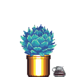 Artichoke Agave in Large Pinstripe pot with Coffee Pot
