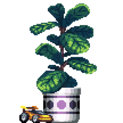 Fiddle-Leaf Fig in Large Pattern pot with Toy Car
