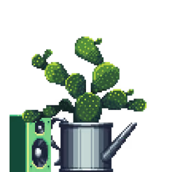 Bunny Ears Cactus in Steel Watering Can pot with Speaker