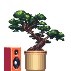 Juniper Bonsai in Large Pinstripe pot with Speaker
