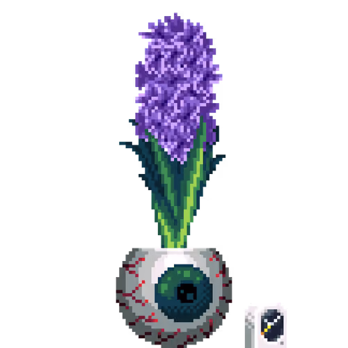 Purple Hyacinth in Eyeball pot with Alarm Clock