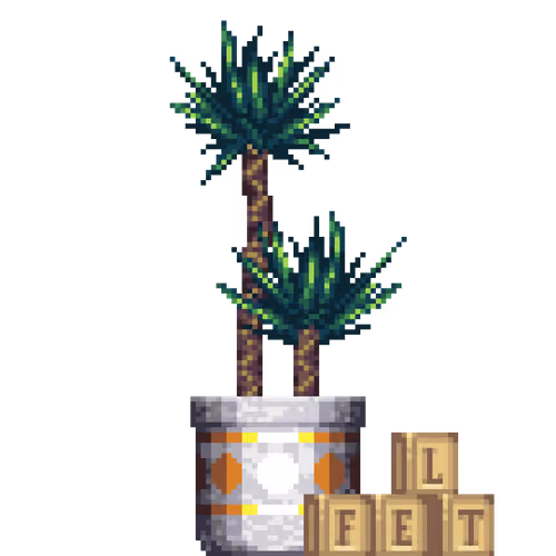 Yucca Palm in Large Pattern pot with Toy Cubes