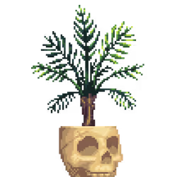 Areca Palm in Bone Skull pot