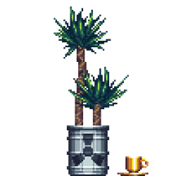 Yucca Palm in Radioactive Waste pot with Demitasse