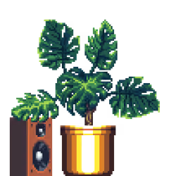 Monstera in Large Pinstripe pot with Speaker