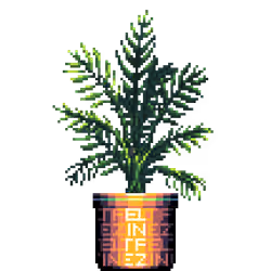 Areca Palm in Large Felt Zine Pinstripe pot
