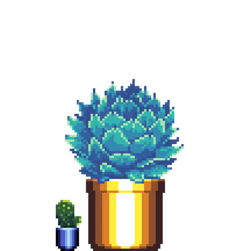 Artichoke Agave in Large Gold pot with Mini Prickly Pear Cactus