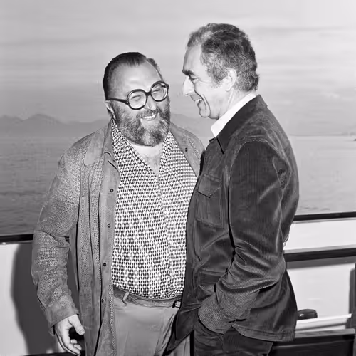 55 - Sergio Leone and Michelangelo Antonioni, 1975