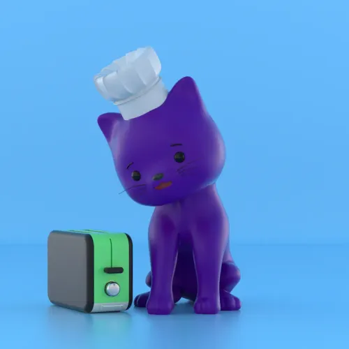 Chef Cat meets Toaster