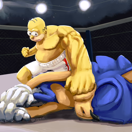 Homer Defeats Sonic