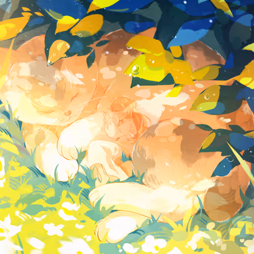 The girl and her cats