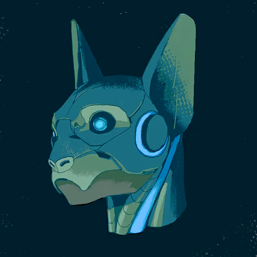 Cyborg Cat Head