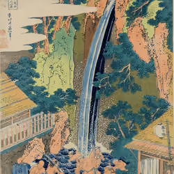 "Roben Waterfall at Mount Oyama in Sagami Province, from the series Tour of Waterfalls in Various Provinces"
