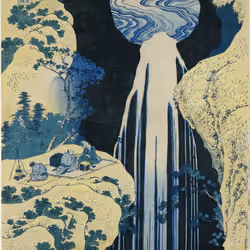 "The Amida Falls in the Far Reaches of the Kisokaidō Road, from the series Tour of Waterfalls in Various Provinces"