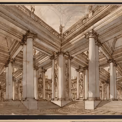 "A colonnaded courtyard (recto)"
