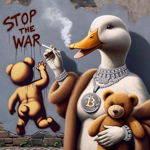 Stop the War Duck With Teddy Bear 