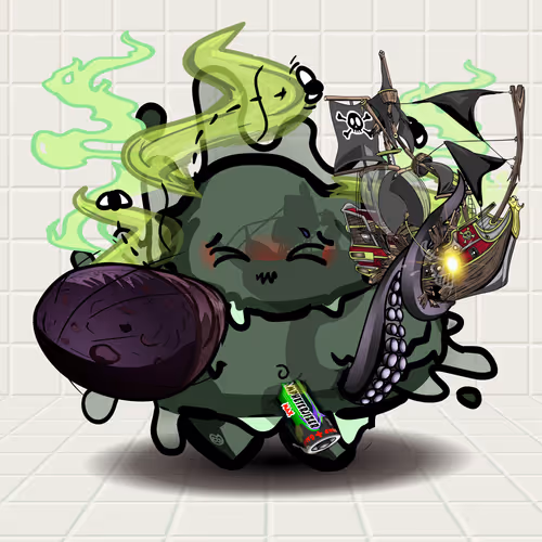 Sinker Sphincter Siren Green Taco Bell Shit with AA Battery and Blackbeard Ship