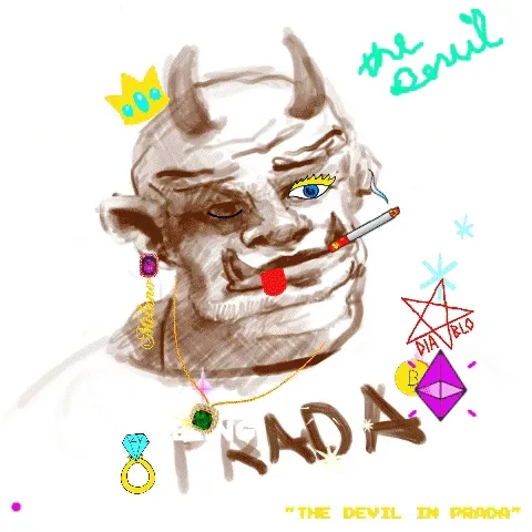 "The Devil in Prada" Portrait of Satoshi Nakamoto - High Resolution Digital Art by Big Comic