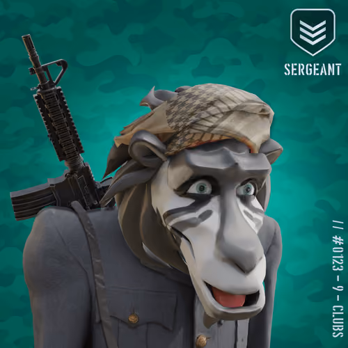 Surprised Black Sergeant Baboon #123