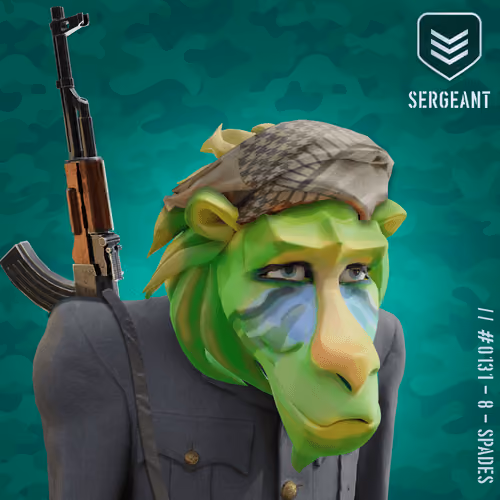 Sad Green Sergeant Baboon #131