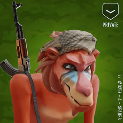 Angry Red Private Baboon #253